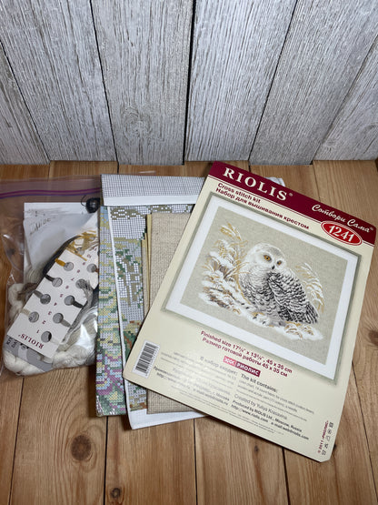 Riolis Cross Stitch Kit 1241 Winter Owl Snow Owl Opened