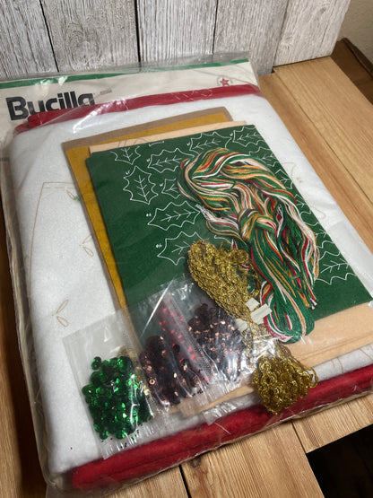 Bucilla Christmas Rocking Horse Teddy Felt Tree Skirt NOS UNOPENED KIT