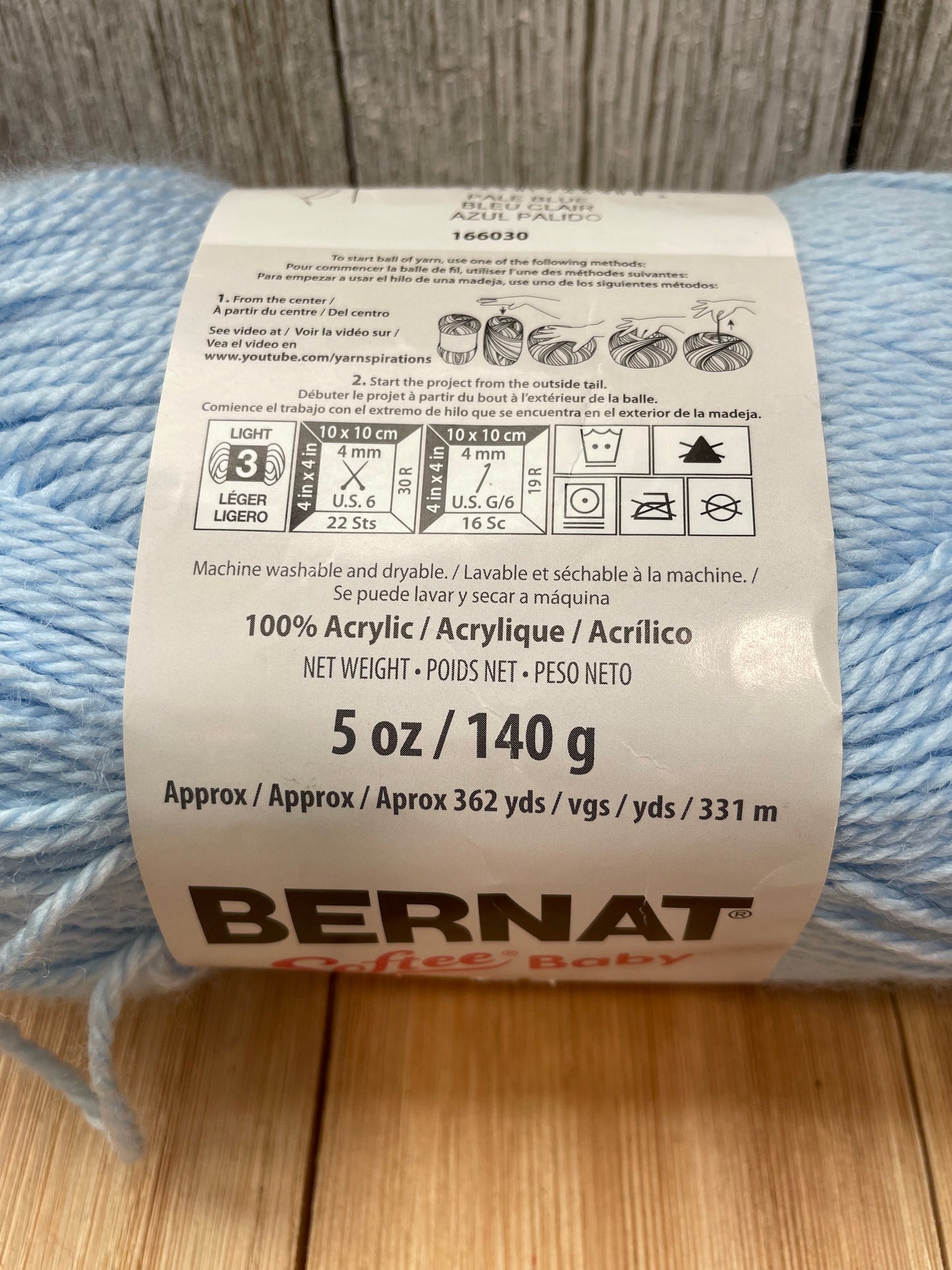 Bernat Softee Baby Yarn Pale Blue Full Skein Acrylic