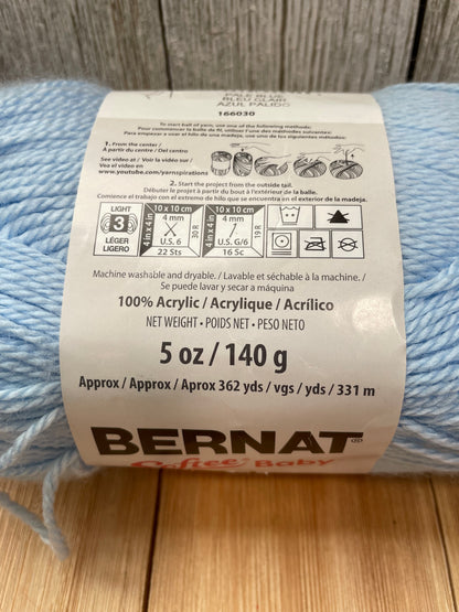 Bernat Softee Baby Yarn Pale Blue Full Skein Acrylic