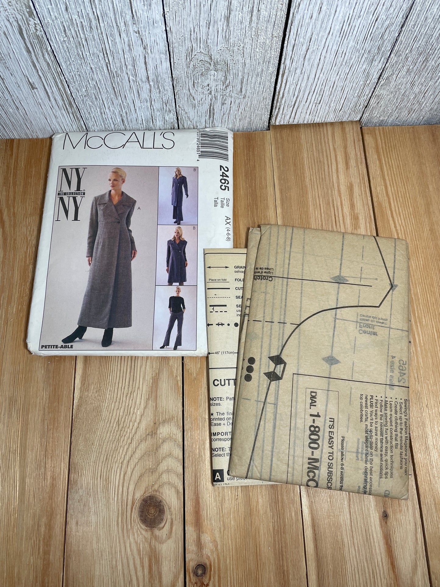 McCall's 2465 Lined Coatdress Oversized Collar and Empire Waist Size 4-8 Pattern Uncut FF