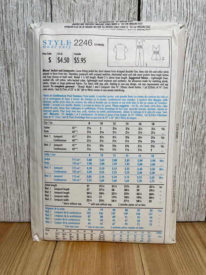 Style Made Easy 2246 Lose Fit Jacket Jumpsuit in Two Lengths Size 8-18 Pattern UNCUT FF