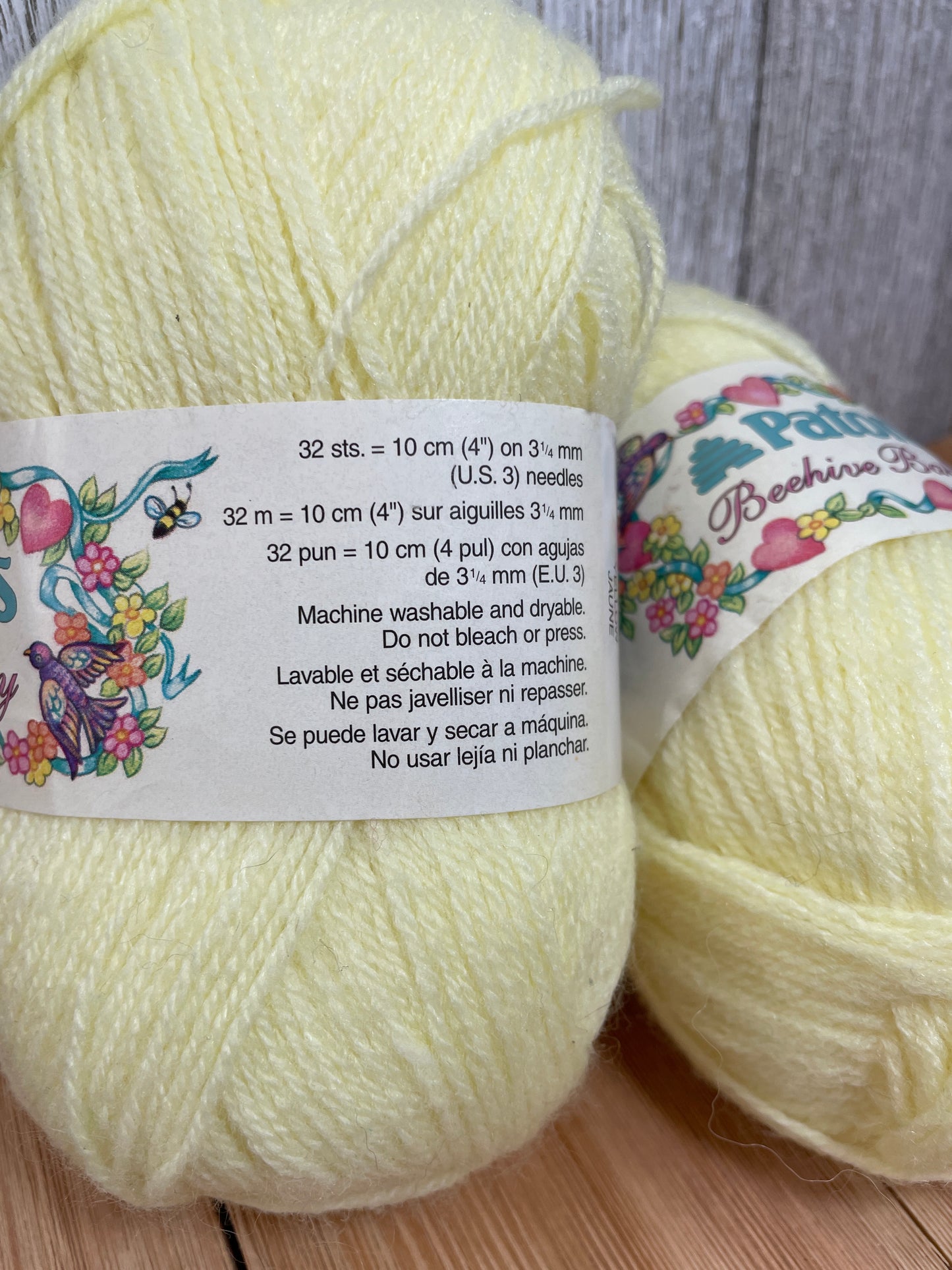 Patons Beehive Baby Yarn Yellow Acrylic 2 Skein Bundle