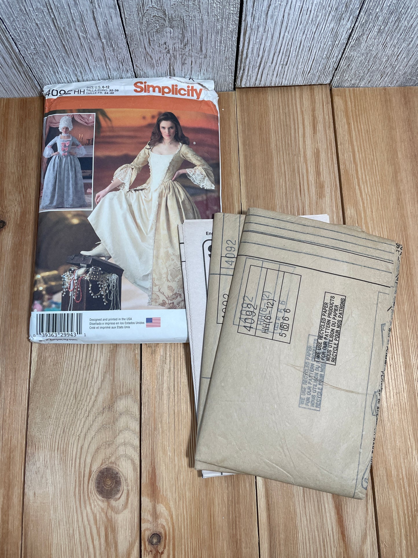 Simplicity 4092 Evening Gown Princess Colonial Dress Size 6-12 Pattern UNCUT FF Halloween Costume