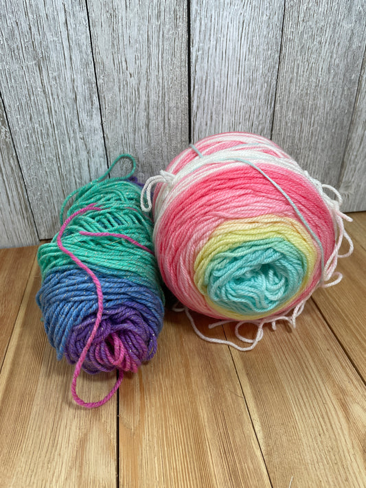 Mystery Acrylic Yarn 2 Skein Bundle Rainbow Variegated