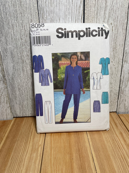 Simplicity 8058 Petite Mother of the Bride Shirt Pants Skirt Size 12-16 Uncut FF Sewing Pattern