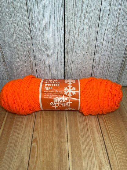 Vintage Jack Frost Acrylic Yarn Rad Tangerine Full Skein Worsted Weight