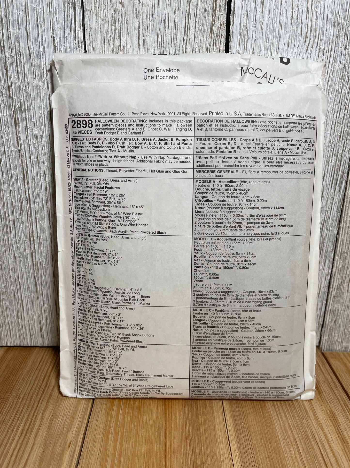 McCall's Crafts 2898 Halloween Decorations Greeters Ghosts Wall Hanging, Draft Dodger Garland Pattern Partially Cut Complete