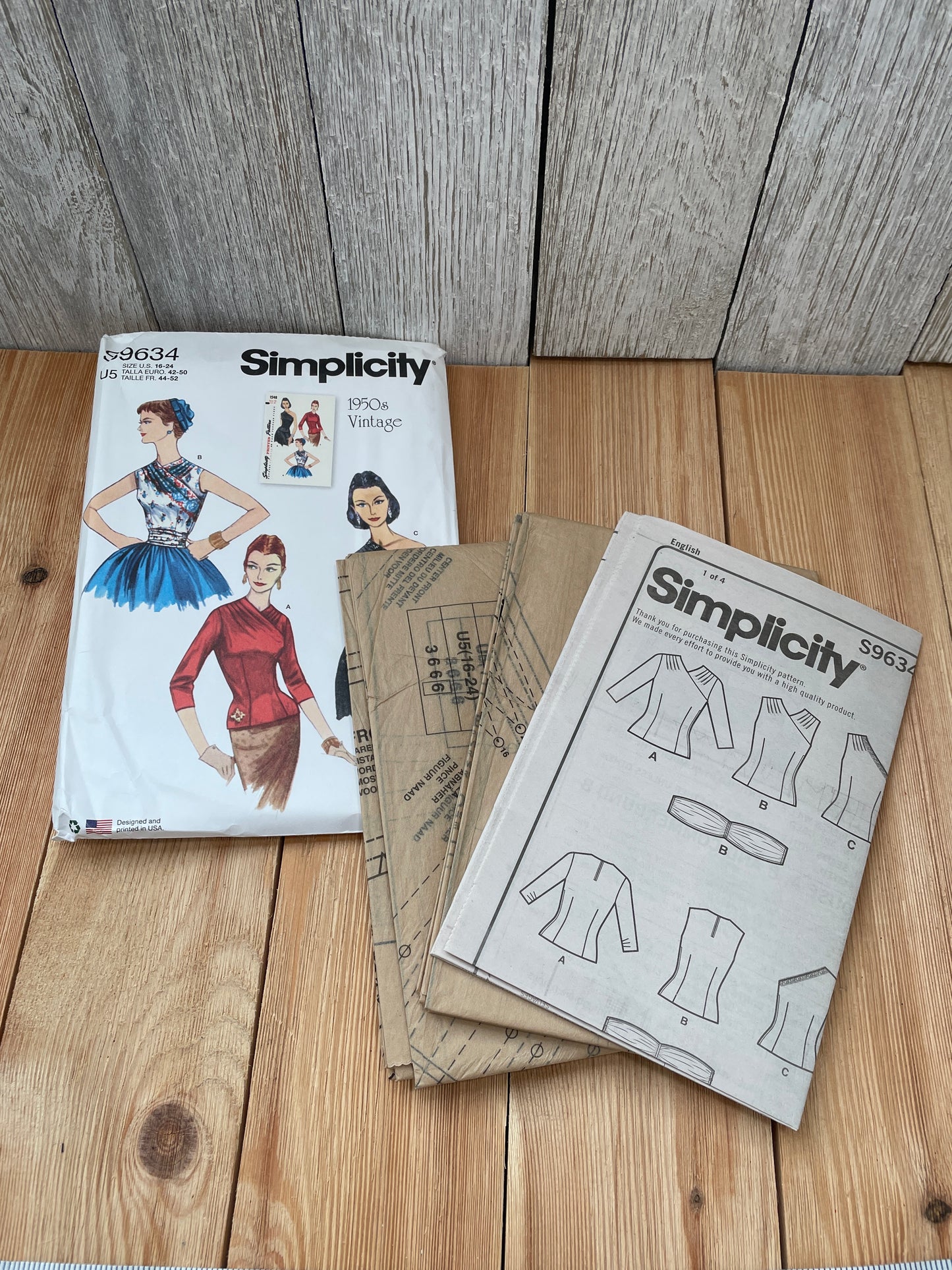 Simplicity S9634 1950's Vintage Blouses and Cummerbund Pattern Size 16-24 UNCUT FF