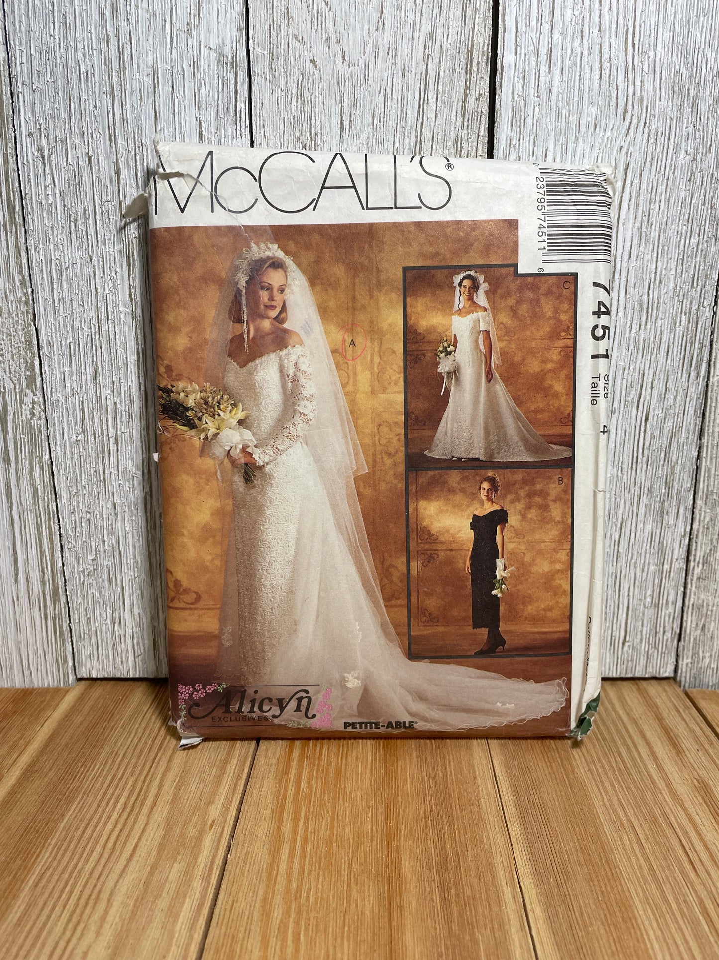 McCall's 7451 Wedding Dress Bridesmaid Dress Alicyn Exclusives Size 4 Pattern Uncut FF