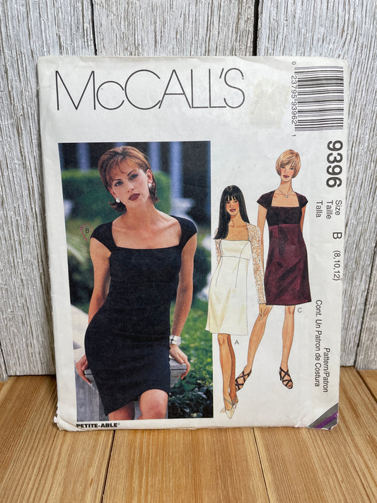 McCall's 9396 Empire Wasit Square Neckline Dress Size 8-12 Pattern Uncut FF