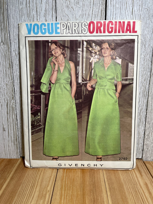 Vogue 2792 V Neck Halter Top Dress and Jacket Size 12 Pattern UNCUT FF
