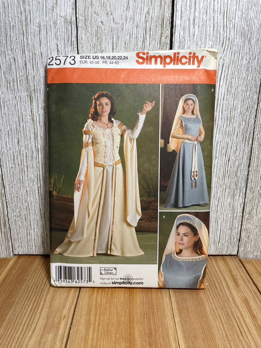 Simplicity 2573 Renaissance Ren Fair Flowing Skirt Hat Size 16-24 Pattern UNCUT FF Halloween Costume