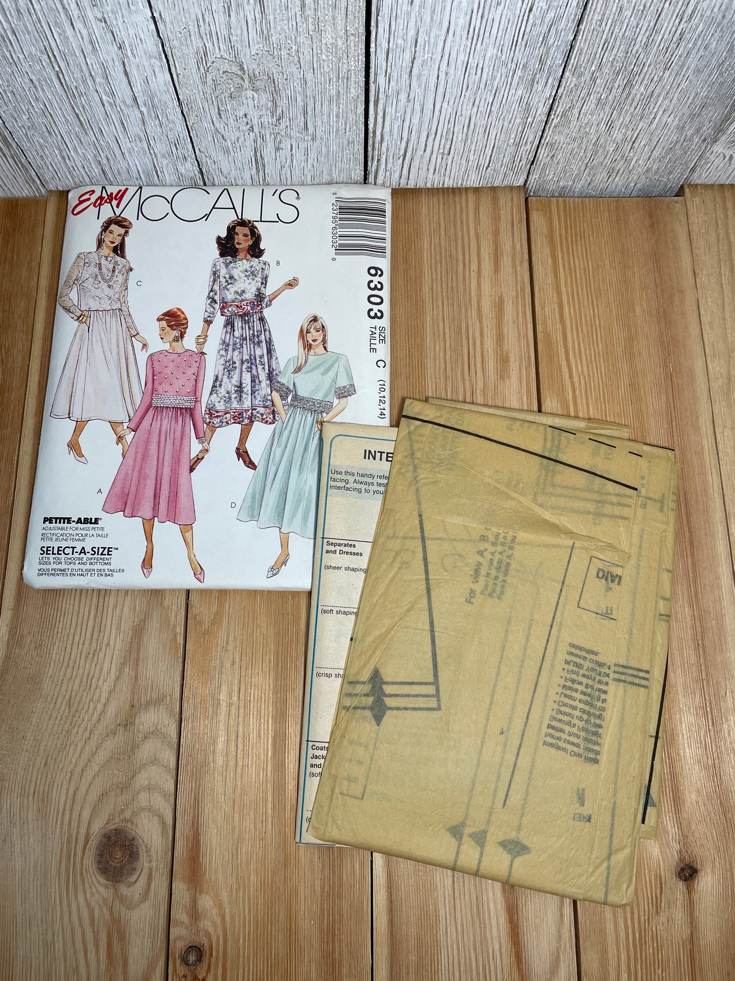 McCall's 6303 Two Pices Dress Pull Over Top with Shoulder Pads Gathered Skirt Size 10-14 Pattern Uncut FF