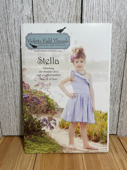 Violette Field Threads Stella Pattern One Shoulder Dress with Ruffled Neckline for Children Size 2T-10 Years UNCUT FF