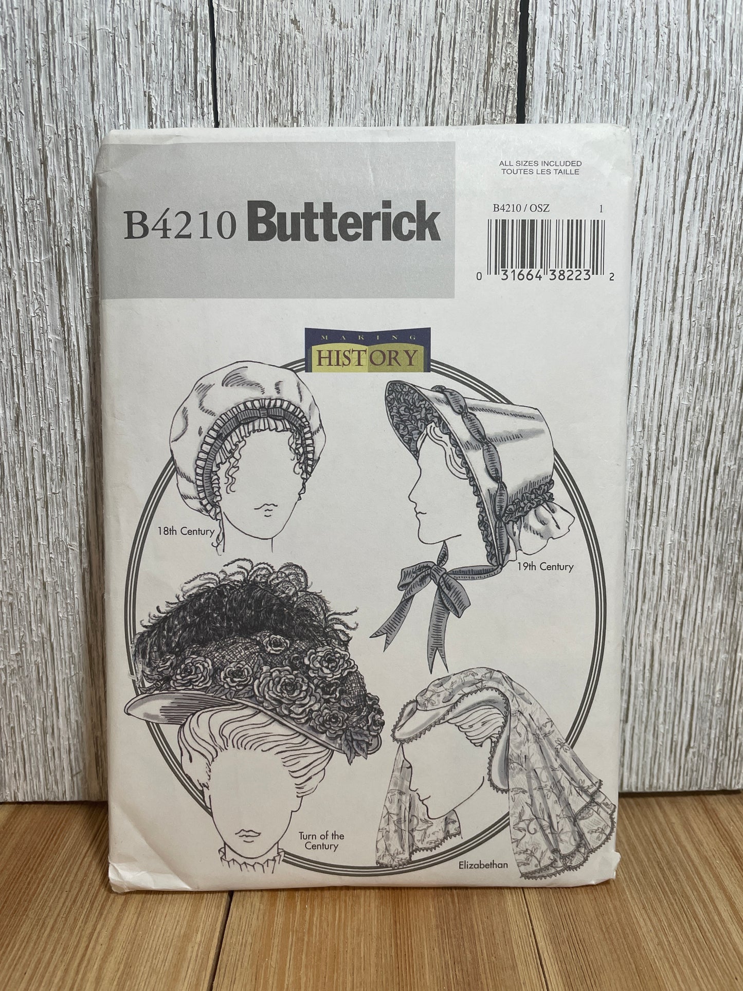 Butterick B4210 Making History Historical Hats and Bonnets Pattern Size S-L UNCUT FF