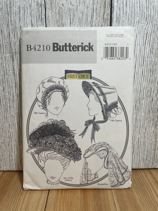 Butterick B4210 Making History Historical Hats and Bonnets Pattern Size S-L UNCUT FF
