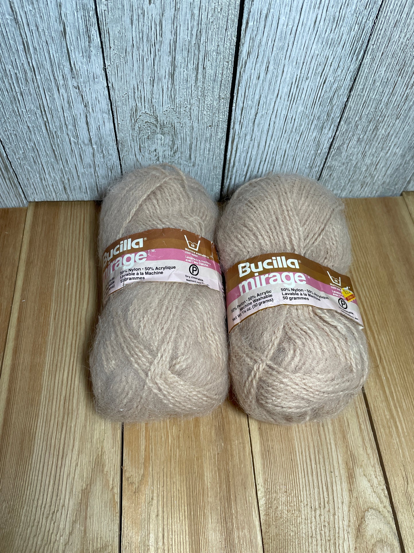 Bucilla Mirage Vintage Yarn Beige Acrylic 2 Skein Bundle