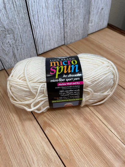 Lion Brand Micro Spun Sport Weight Yarn Coral, French Vanilla, Turquoise, Leaf (U Pik Color) Pink, White, Green, Blue