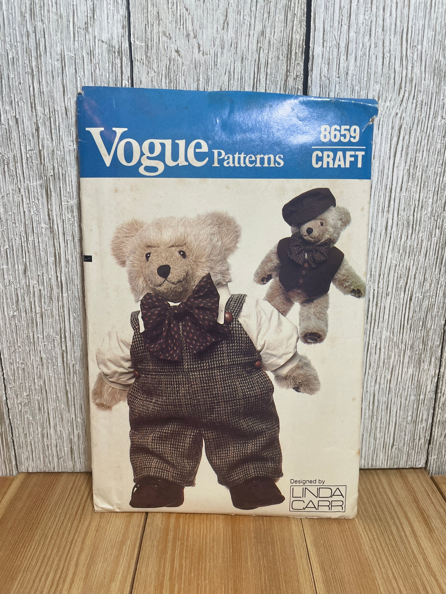 Vogue Craft 8658 8659 Linda Carr 23" Tall Stuffed Bear and Wardrobe Pattern UNCUT FF (U PIC Pattern)