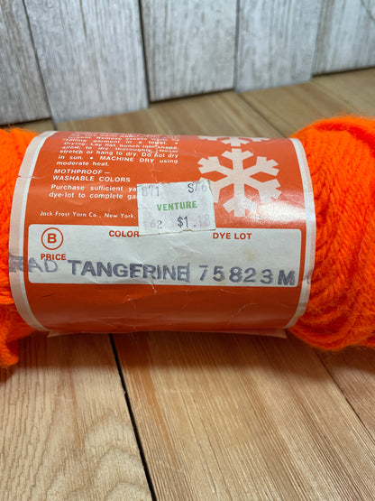 Vintage Jack Frost Acrylic Yarn Rad Tangerine Full Skein Worsted Weight