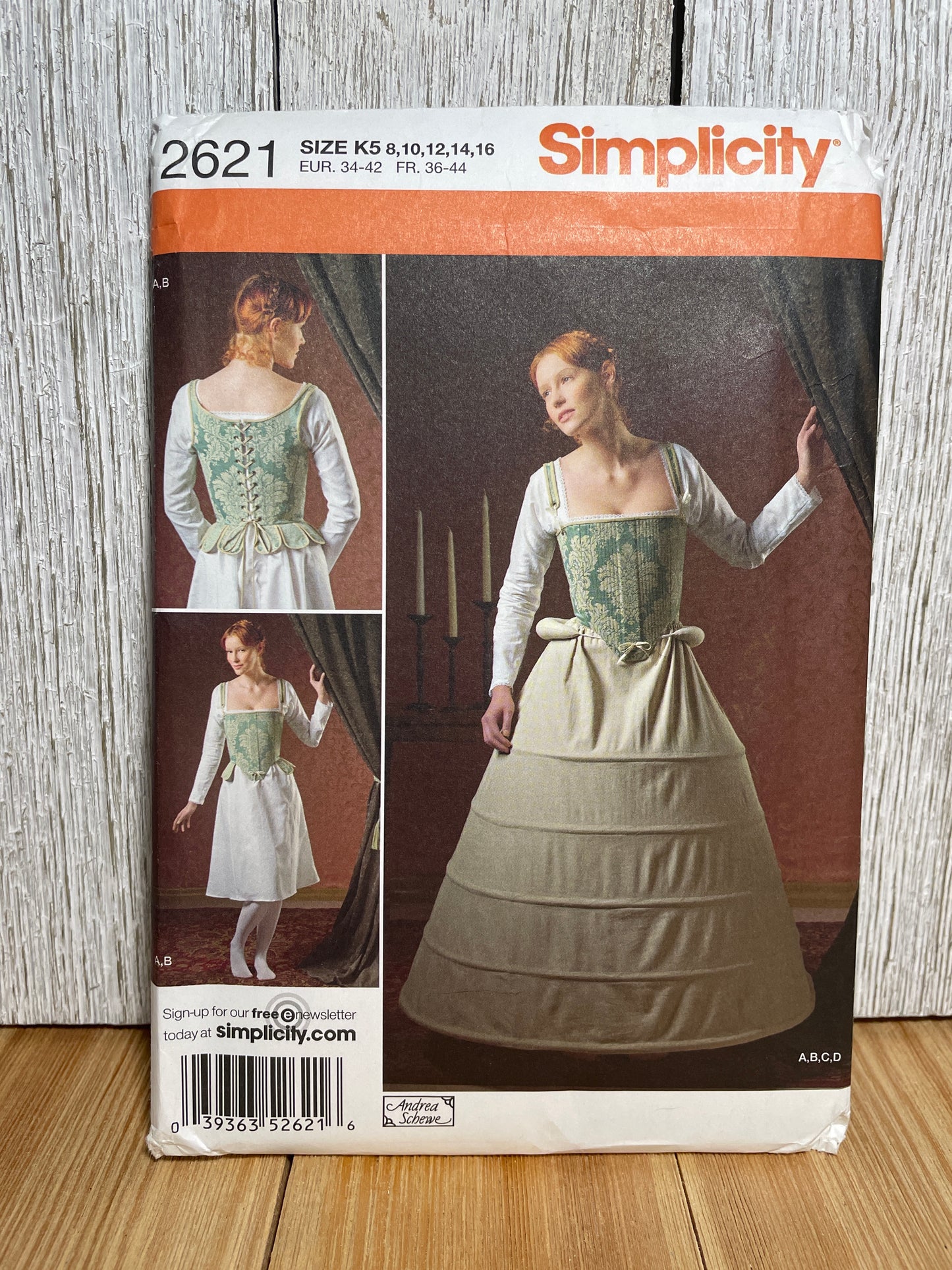 Simplicity 2621 16th Century Dress Bodice Slip Cosplay Fantasy Gown Costume Pattern Size 8-16 UNCUT FF Halloween