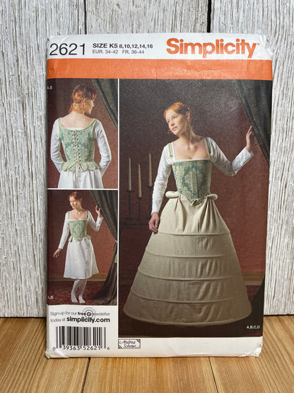 Simplicity 2621 16th Century Dress Bodice Slip Cosplay Fantasy Gown Costume Pattern Size 8-16 UNCUT FF Halloween