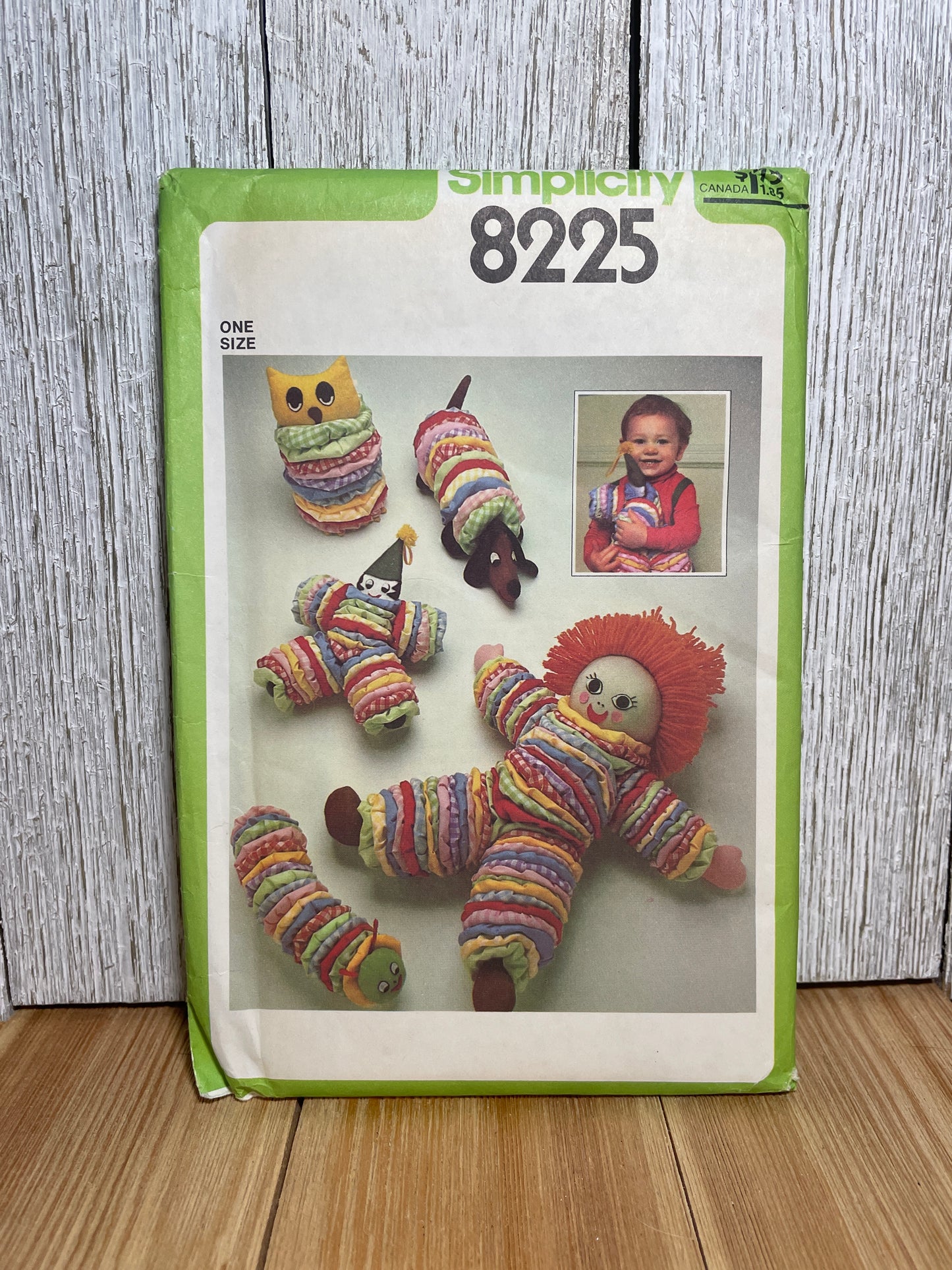Simplicity 8225 Soft Plush Childs Toy Doll, Owl, Dog, Caterpillar, Clown Pattern UNCUT FF