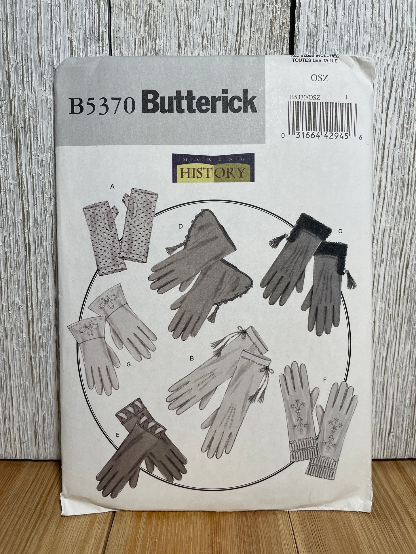 Butterick B5370 Historic Gloves Pattern Fingerless, Riding, Ballgown Gloves Size 7"-9" UNCUT FF