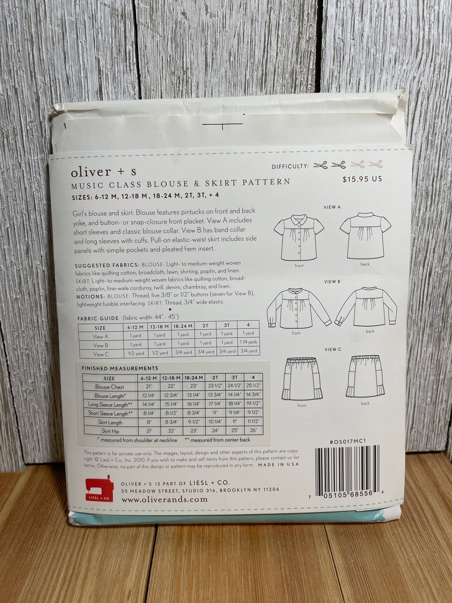 Oliver + S Girls Child Dress and Shorts Physical Pattern (U PIC Pattern) UNCUT FACTORY FOLDED Oliver and S