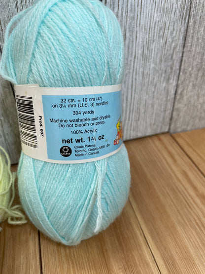 Patons Beehive Baby Yarn Yellow and Blue Acrylic 2 Skein Bundle