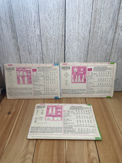 Vintage Ephemera Simplicity Plus Size 3 Pattern Bundle 8408 8659 8602 and Original Shipping Envelope Sizes 22.5/42 UNCUT FF