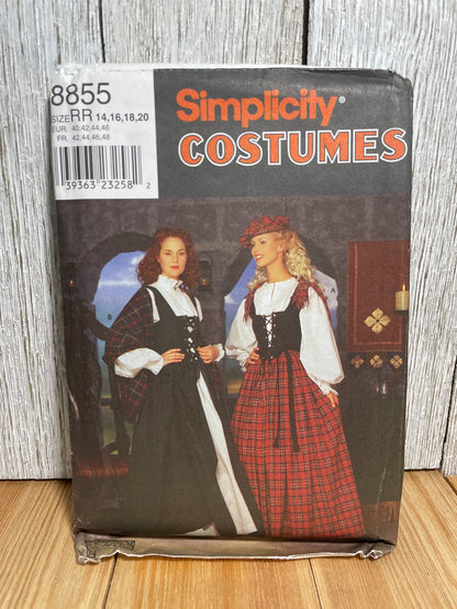 Simplicity 8855 Scottish Medieval Skirt Corset Hat and Undershirt Size 14-20 Pattern UNCUT FF Halloween Costume