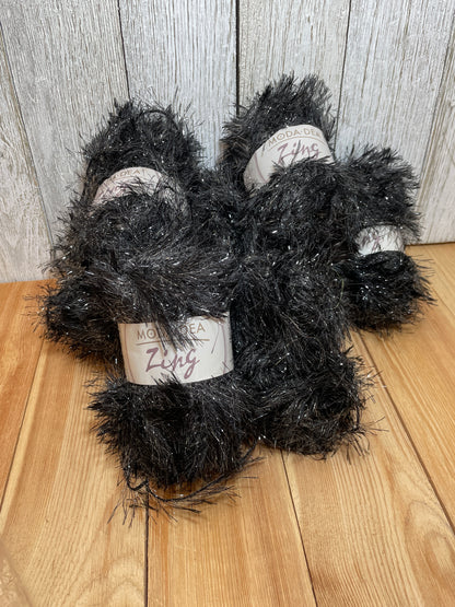 Moda Dea Zing Midnight Black Glitter Yarn 226 (9 skein bundle)