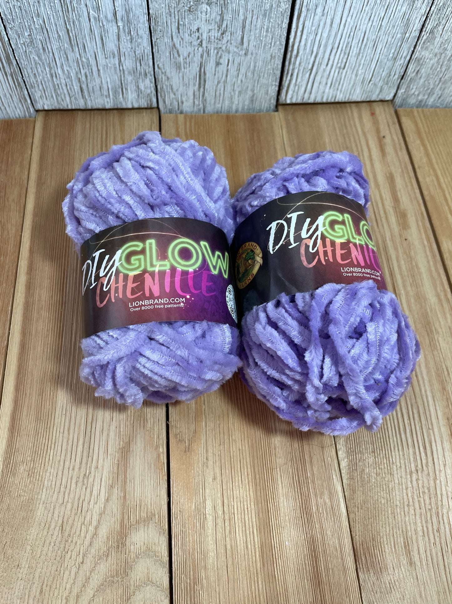 Lion Brand DIY GLOW Chenille Yarn Purple and Grey (U PIC COLOR)