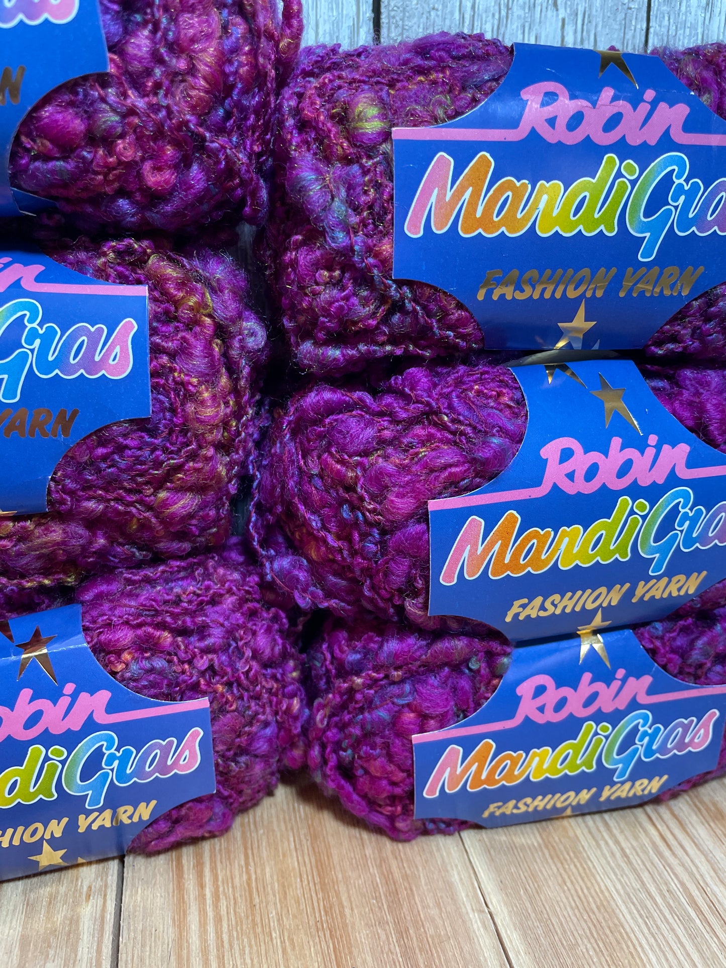 VINTAGE Robin Mardi Gras Fashion Yarn 5873 Acapulco RJ928 (10 Skein Bundle)