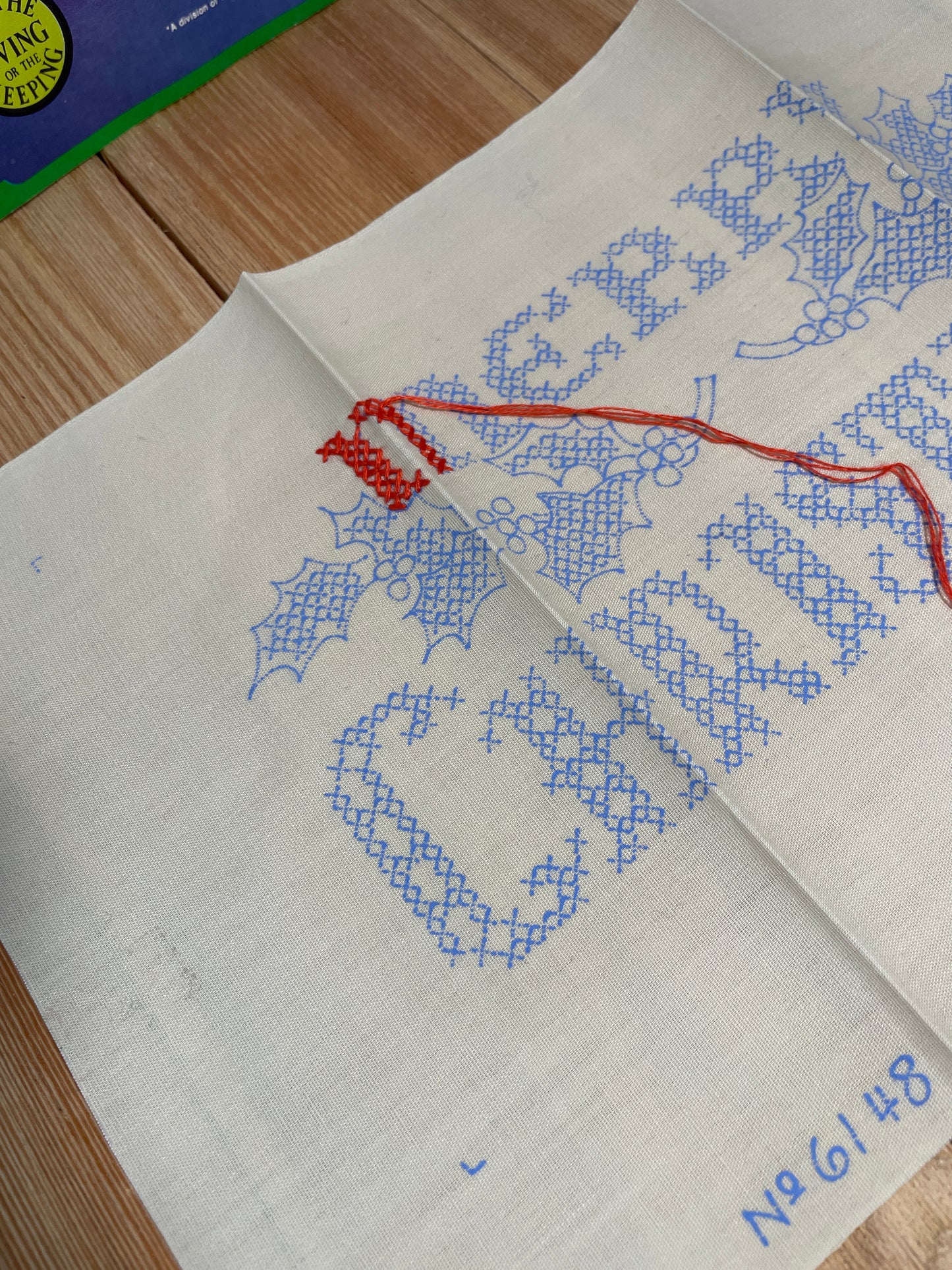 Vintage Merry Christmas and Happy New Year Stamped Cross Stitch Sampler Bundle of 2