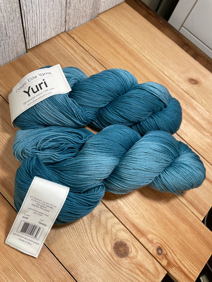 Classic Elite Yarns Yuri Teal Blue 5046 Sock Weight Wool Yarn 2 Skein Bundle