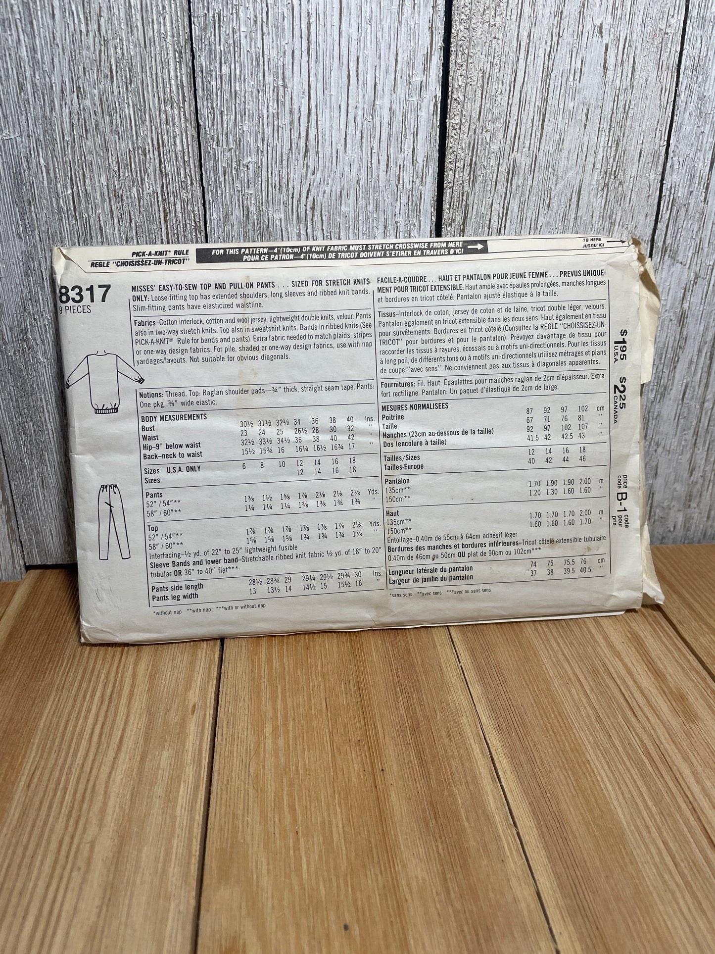 Super Saver 8317 Misses Pull on Pants Sweater Sizes 12-18 Uncut FF Sewing Pattern