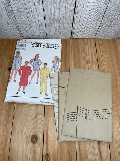 Simplicity 7071 Misses and Men's Nightshirt Pajamas Size XS-XL Pattern Uncut FF