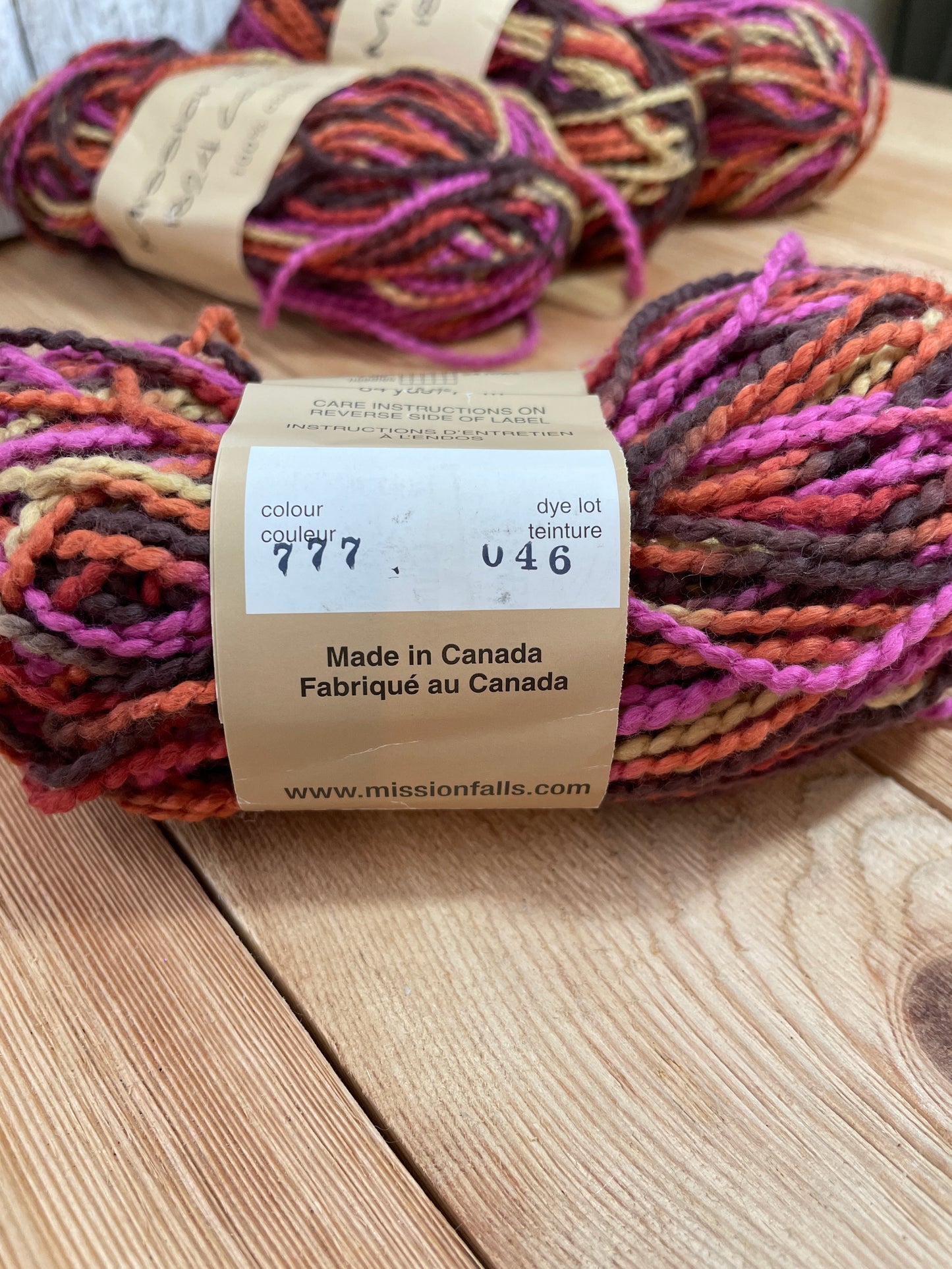 Misson Falls 1824 Cotton Yarn Color 777 Pink Orange Yellow Cotton Yarn 4 Skein Bundle