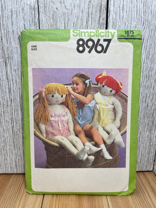 Simplicity 8967 Life Size Doll and Camisole Size 41.5" Tall Yarn Hair Doll Pattern UNCUT FF