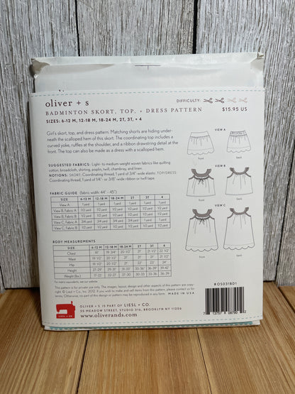 Oliver + S Girls Child Dress and Shorts Physical Pattern (U PIC Pattern) UNCUT FACTORY FOLDED Oliver and S