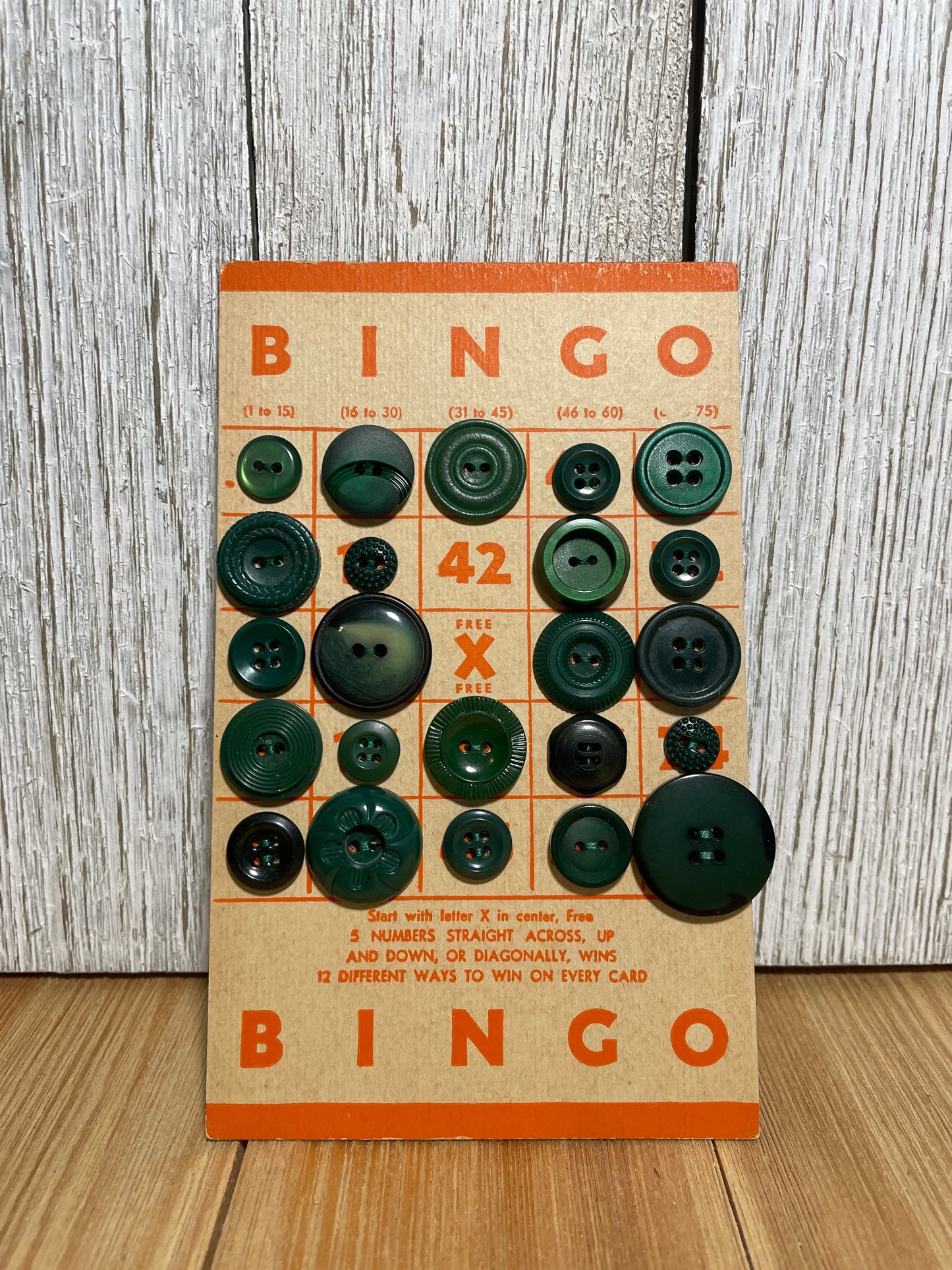 Vintage Button Lot on Bingo Card U PICK Antique Quirky Cute