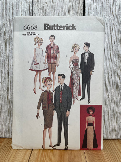 Butterick 6668 11.5" Doll Dress Suit Vintage 40's Fashion Doll Wardrobe Pattern UNCUT FF