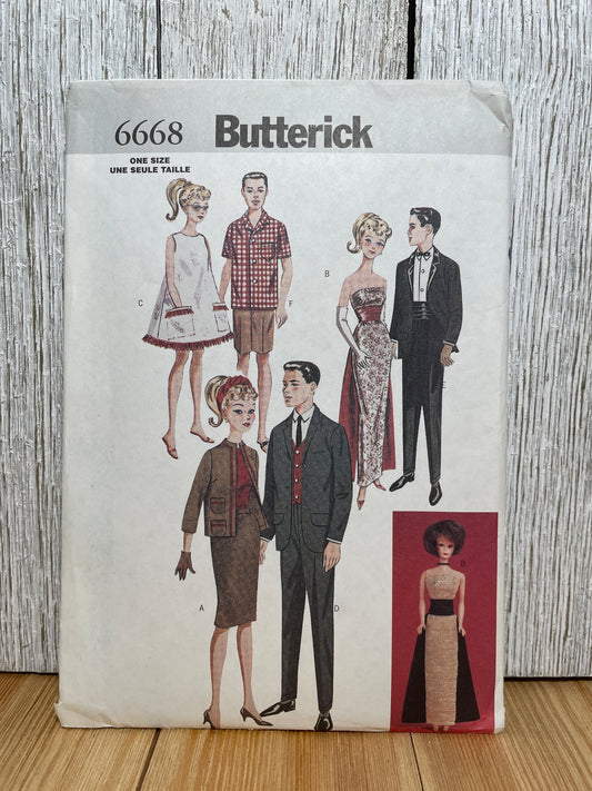 Butterick 6668 11.5" Doll Dress Suit Vintage 40's Fashion Doll Wardrobe Pattern UNCUT FF