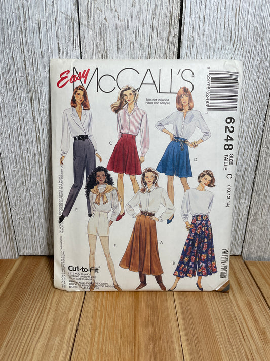 McCall's 6248 Skirt Split-Skirt Pants and Shorts Size 10-14 Pattern Uncut FF