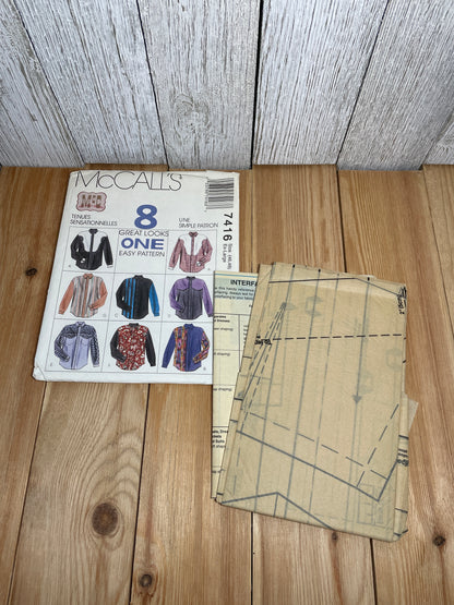 McCall's 7416 Cowboy Country Shirt Men's Size 46-48 Pattern Uncut FF