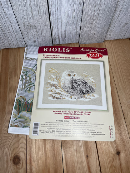 Riolis Cross Stitch Kit 1241 Winter Owl Snow Owl Opened
