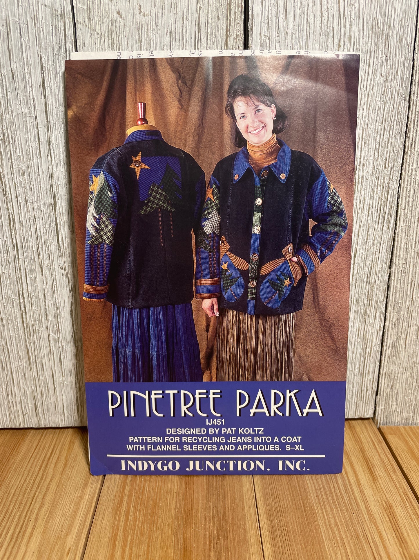 Indygo Junction Inc Pinetree Parka IJ451 Recycled Jeans Coat with Pockets Button Up Pattern S-XL UNCUT FF